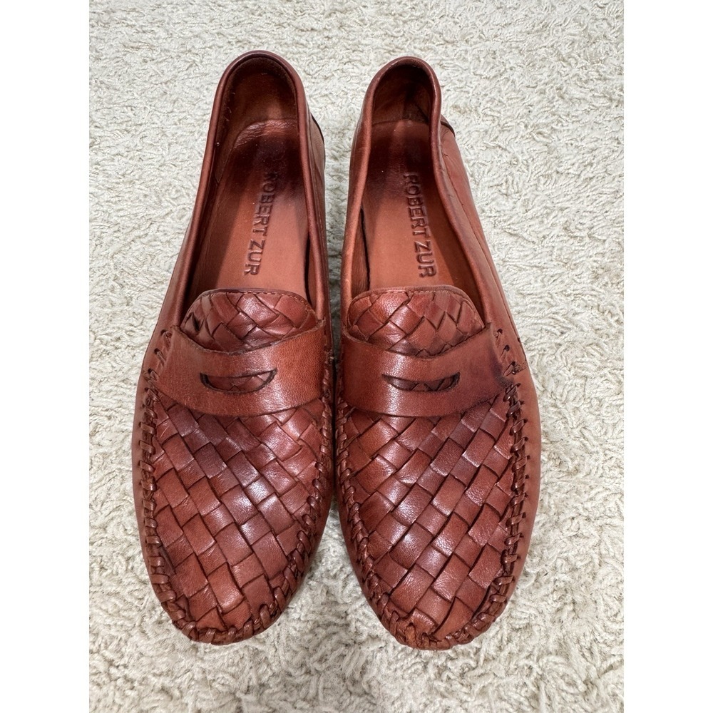 Robert Zur Petra Brown Leather Slip On Loafers Driving Shoes Size 8.5AA Comfort